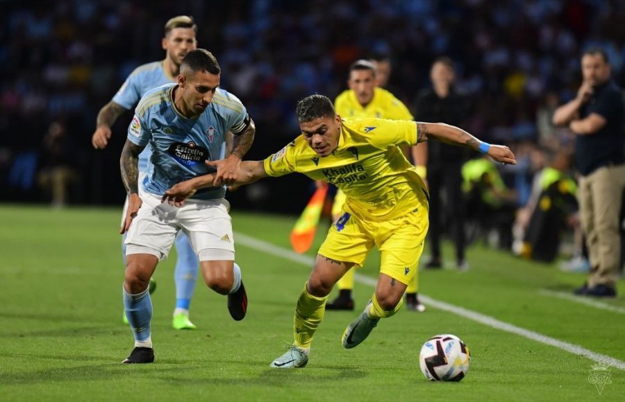 Brian Ocampo en el encuentro de ayer ante el Celta de Vigo